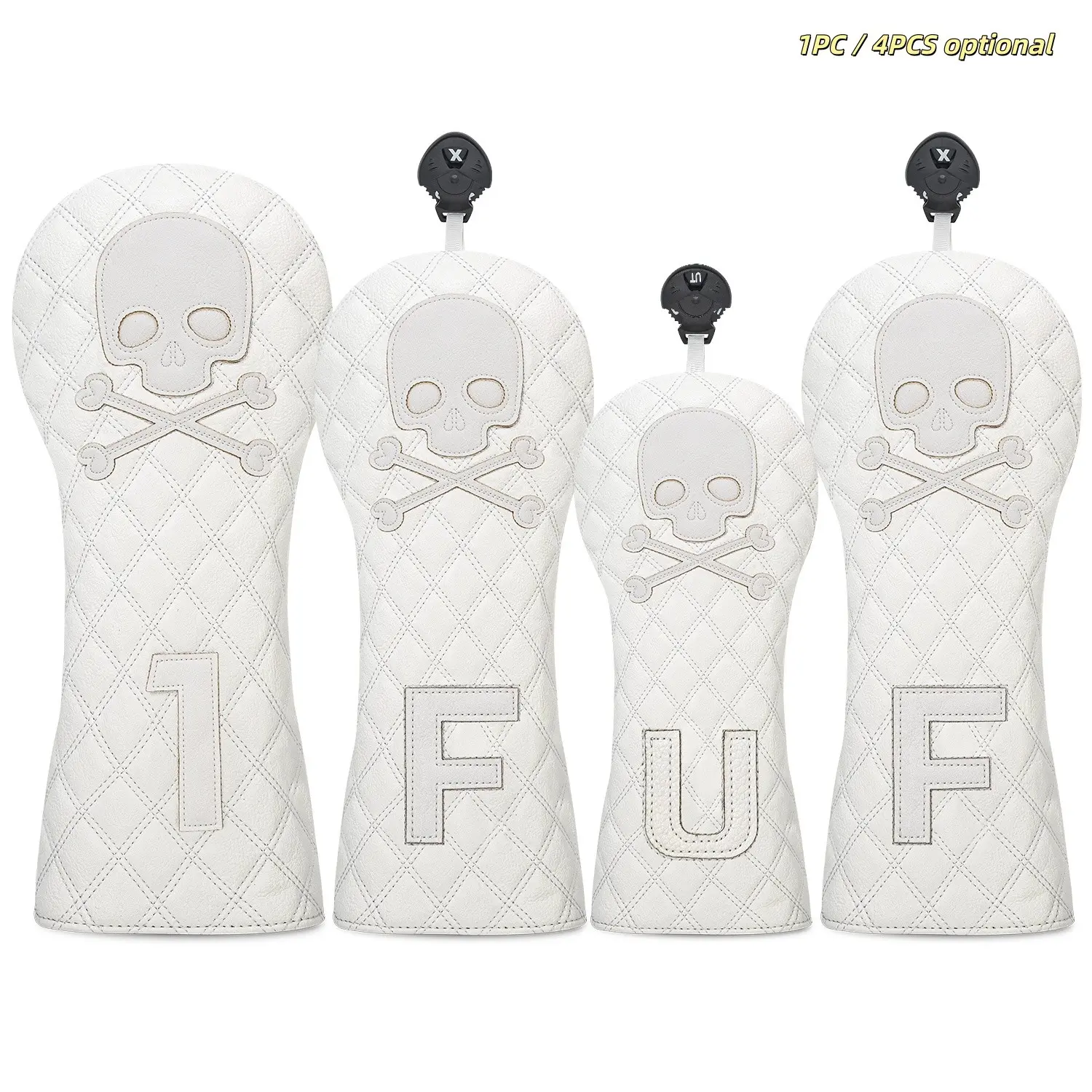 Golf Club Wood Head Covers, 1pc/4pcs, Driver/fairway/hybrid, Pure Skull Pattern, Protection and Style, Essential Accessory
