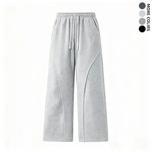 Men’s Drawstring Wide Leg Sweatpants, Loose-Fit Casual Trousers with Curved Seam, Breathable Daily Summer Outfits for Versatile Modern Mensfashion