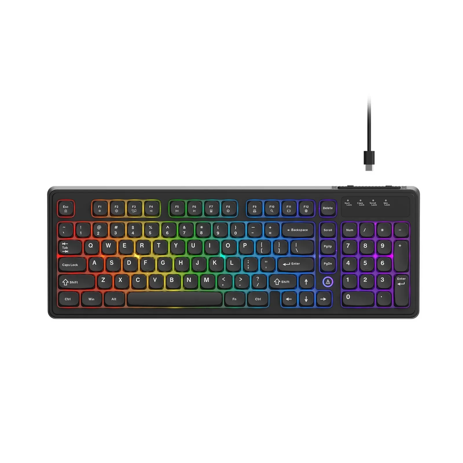 AF98 Wired membrane keyboard ABS Keycaps Multimedia Functions, 98-Key Full Layout, Ergonomic Design, Computer Office Keyboard, RGB Lighting, Plug-and-Play, Multi-System Support, Suitable for Office and Gaming