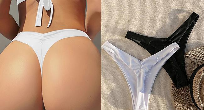 YELAIVP Women's Ruched Back Bikini Bottoms High Cut Bathing Suit Bottoms Cheeky Thong Swimsuit Bottom YELAIVP Women's Ruched Back Bikini Bottoms High Cut Bathing Suit Bottoms Cheeky Thong Swimsuit Bottom