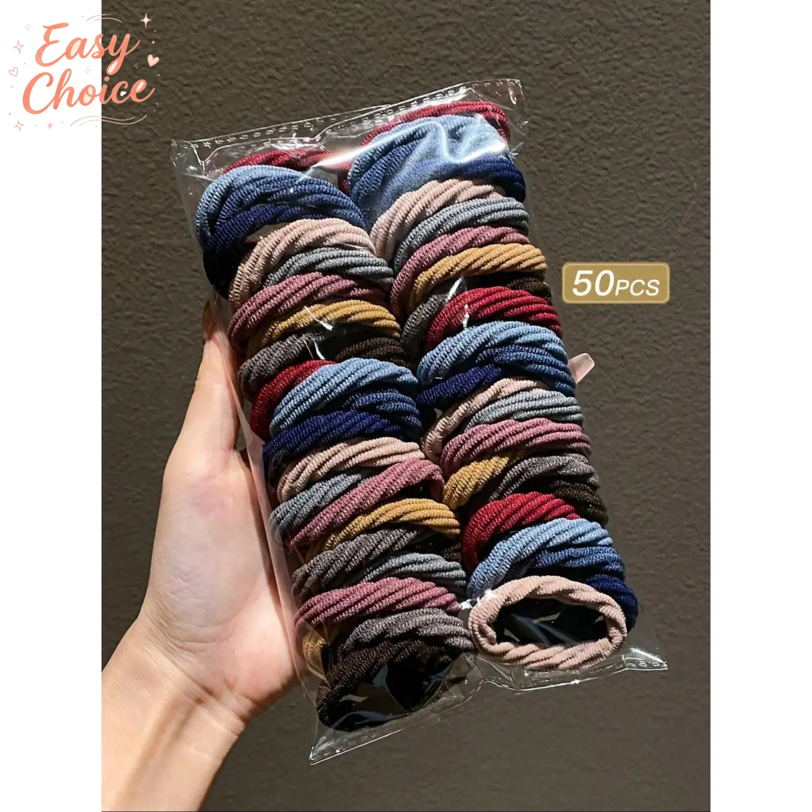 50Pcs Women's Colorful Bulk Hair Ties, Soft & Stretchy Ponytail Holders, No-Crease Elastic Bands, Hair Rubber Bands for Sports, Work, Travel, Daily Use
