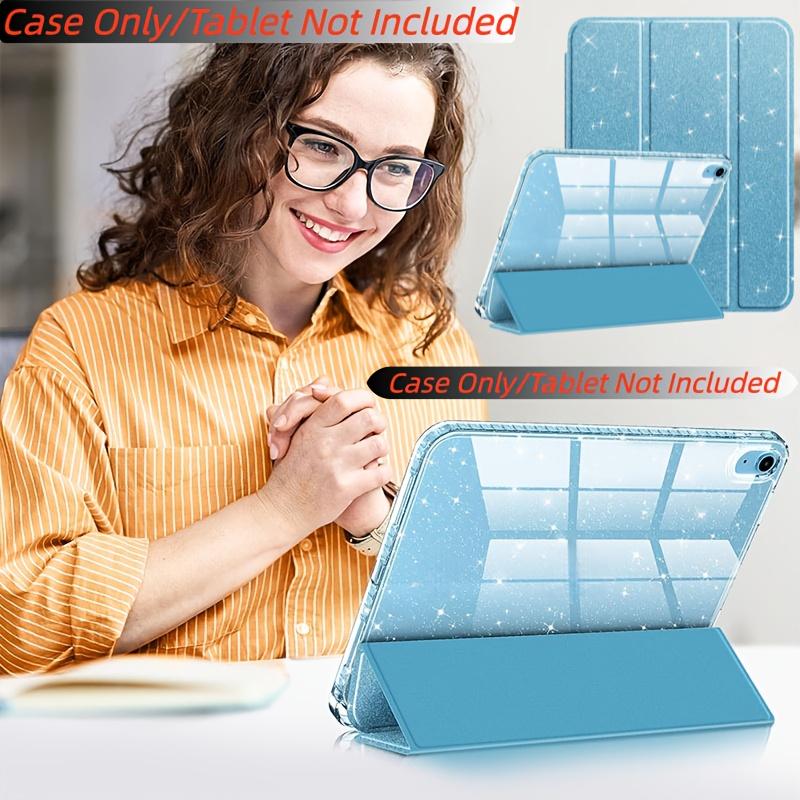 iPad A16 Case 11th/10th Gen 2022, Sparkly Slim Cover with Pencil Holder, Shiny Clear Back Shell for Kids and Girls