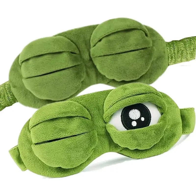 Frog Sleep Mask, Eye Covers For Sleeping, Eyemasks For Sleeping — A shimmering sleep mask featuring an adorable 'Sad Frog' design. This plush eye mask is perfect for travel and light-blocking; its soft cotton lining gently cares for sensitive skin.