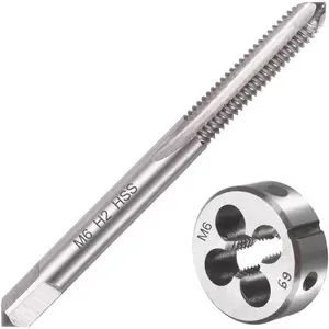 M6 X 1.0 Metric Tap and  Set M6 X 1mm HSS Straight Fluted Machine Thread Right Hand Screw Tap and Round Threading