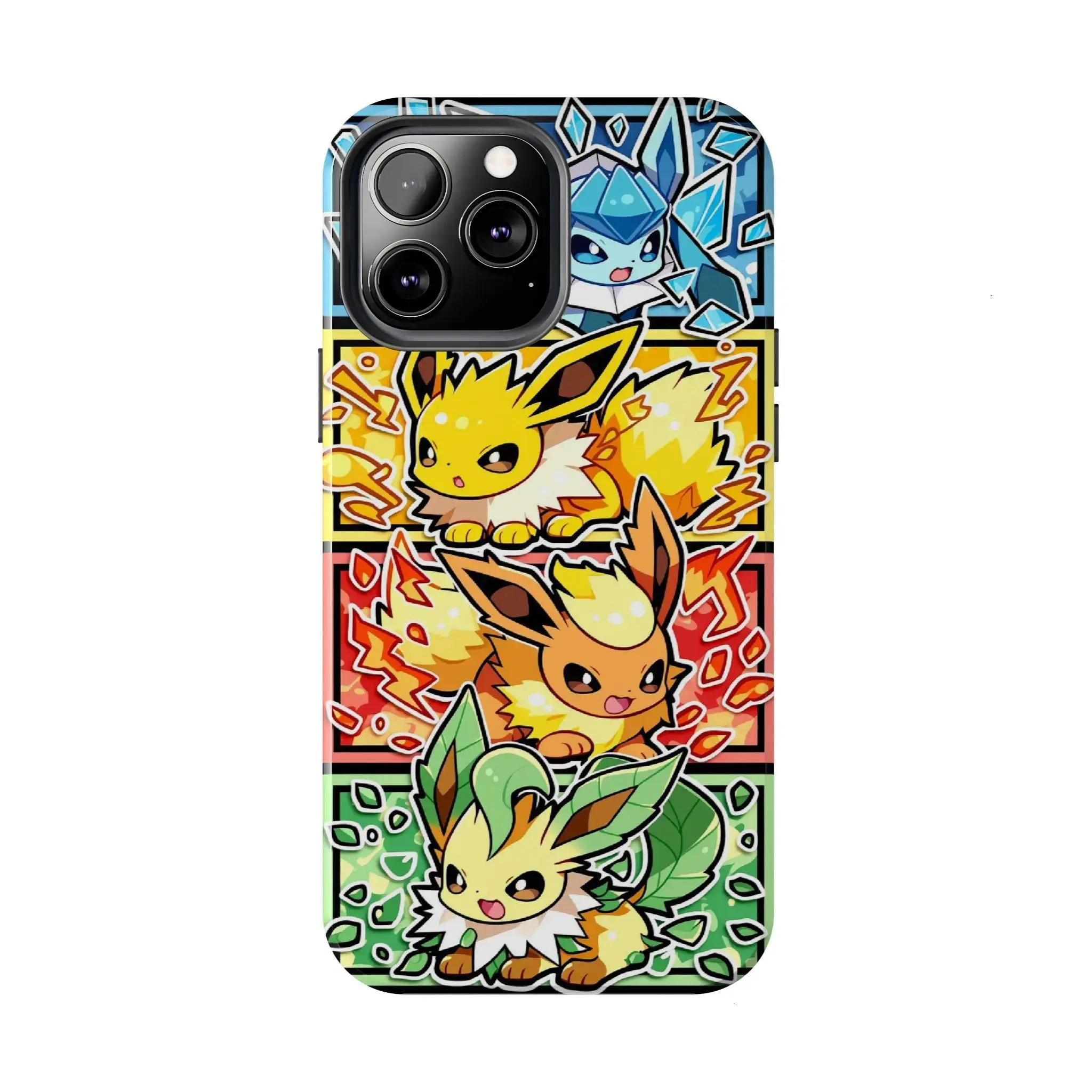 Unisex Anime Pokemon Eeveelutions Smartphone Case - Comic Panel Aesthetic, Hyperrealism, Glam Design, Handheld Device Protection, Resistance for iPhone 7-17 Pro Max Plus, Samsung Galaxy S21-S26 Ultra Plus