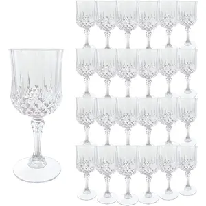 Plastic Wine Glasses, Plastic Goblets Vintage Style Cordial Unbreakable Drinking Glasses, Reusable Drinkware for Wedding Reception, Grand Event Party Supplies,Mother's Day(24, Transparent)