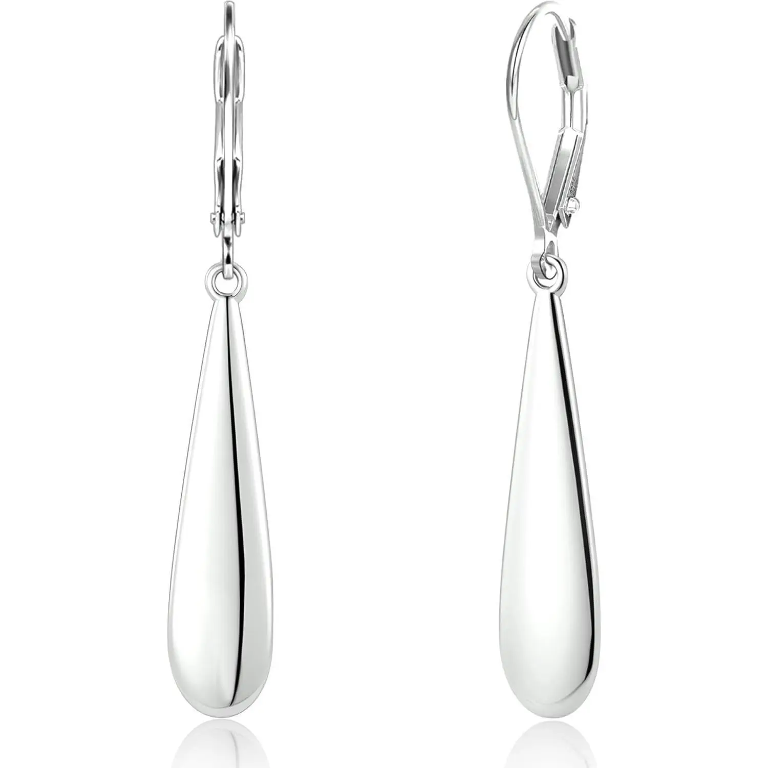 Women's Hypoallergenic Silver Long Teardrop Dangle Drop Earrings, Copper Leverback Earrings for Female Engagement Jewelry Gifts