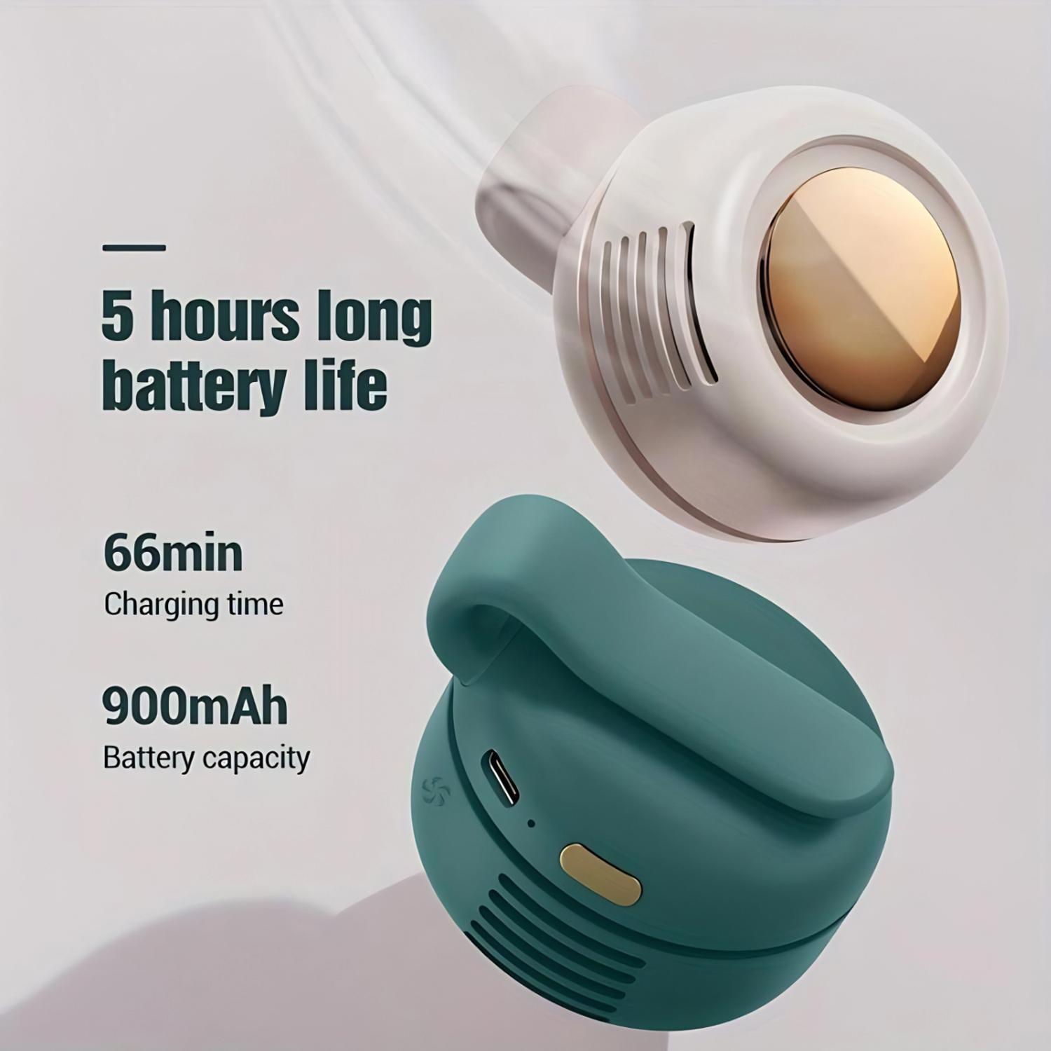 Portable Silent Mini Bladeless Electric, 3 Speeds Adjustable & Queit, Hands Free Shirt and Waist Clips Whirlwind Fans, USB Rechargeable Cooling Fan, Suitable for Outdoor Travel Office