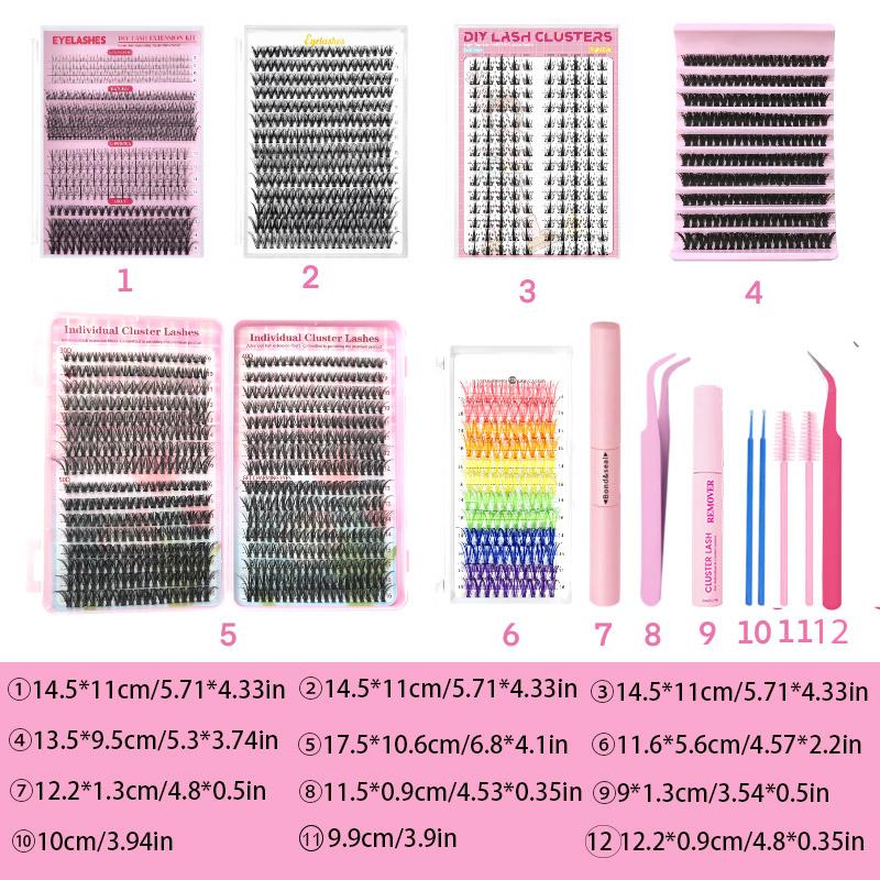 Gift Set (6 Kits /5 K) Individual Fasle Eyelashes with Lash Applicators, Three Styles Lashes, Natural, Thick & Personality Styles in One Box, Lash Applicators Including Lash Bond and Seal, Remover, Tweezers, Brush & Swabs. One Box Meet All your DIY Demand
