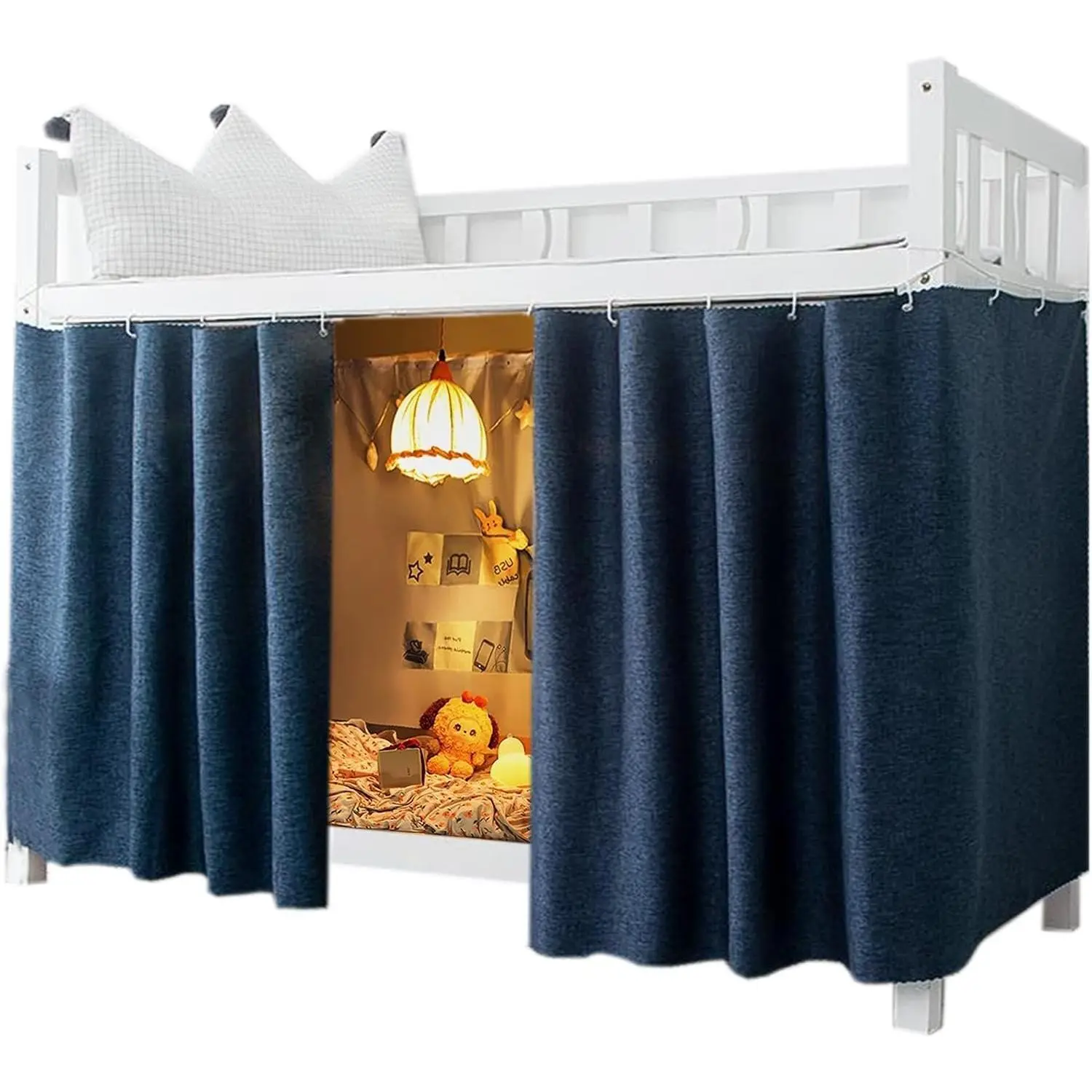 Dorm  Solid Thicken Bunk Blackout Bed Curtains Cloth Bed Canopy Students Single Sleeper,2 Panels Dark Blue