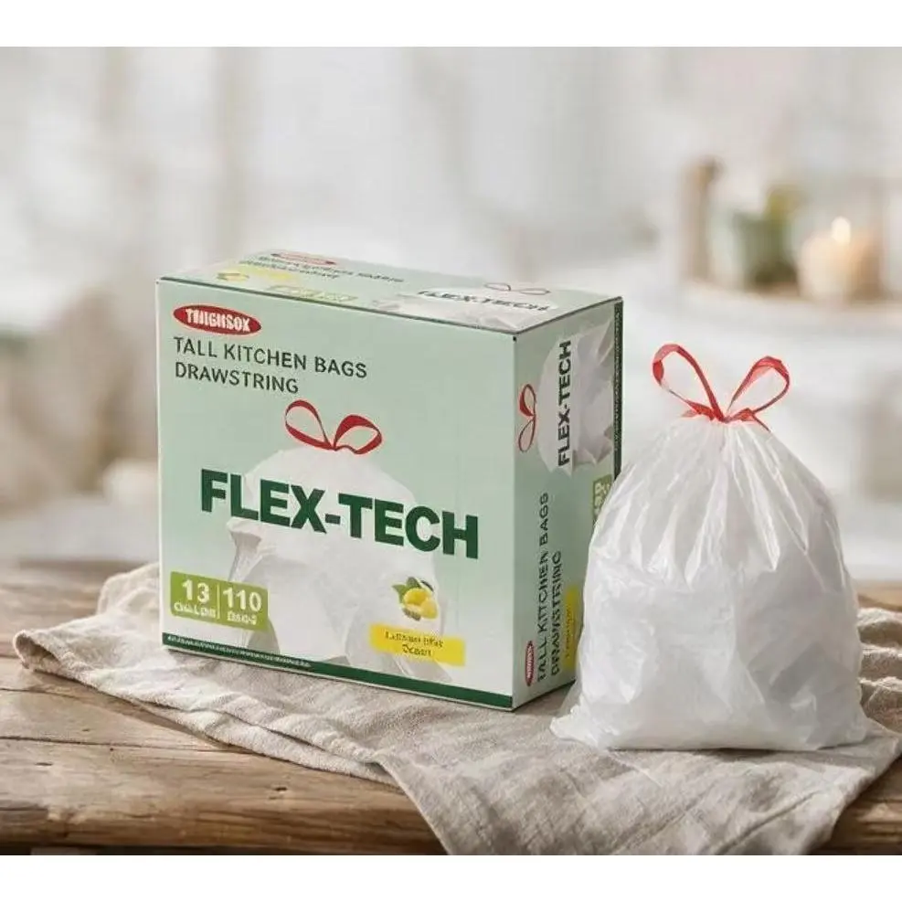 13 Gal Lemon Mint Scented Trash Bags, Boxed Drawstring, Odor Control, Heavy-Duty, Puncture-Resistant, Tear-Proof for Kitchen Household Use