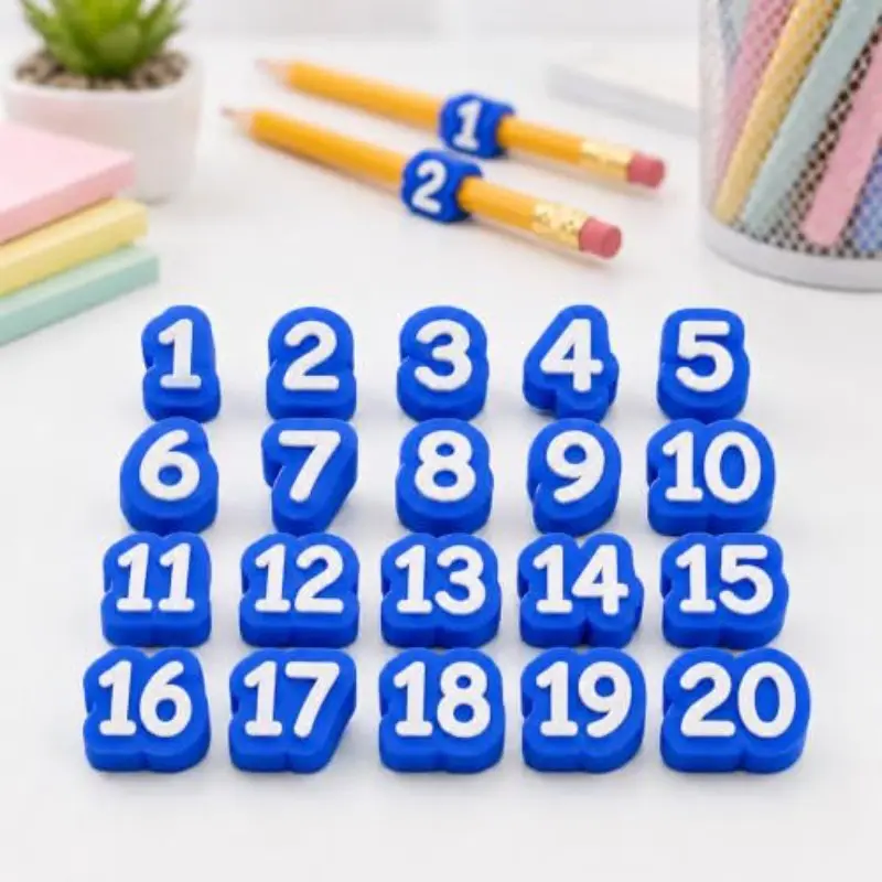 Practical Portable Innovative Numbered Pencil Toppers, Pencil Tags for Identification, Classroom Supplies Record, Essential School Accessories