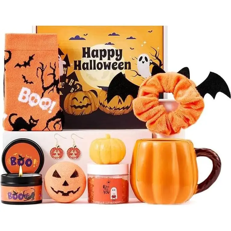 Halloween Fall Gift Boo Basket for Women Teens, Boo Basket Stuffers for Women Teens Adult, Halloween Gifts for Adults Woman, Halloween Spooky Gift Baskets for Woman Adults Her Friends Teen Girls Sister Girlfriend