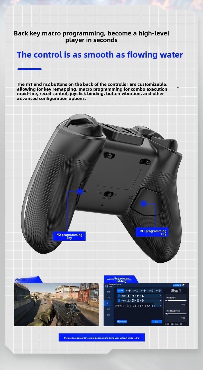 Wireless Bluetooth Handle Charging Base Magnetic Steam Gamepad Hall Rocker Android/iOS/PC PS5 Controller with Touchpad PS4 Turbo Set play vital accessories retro game console stick lever back thumbsticks grip dual vibration double Xbox function axis gyro