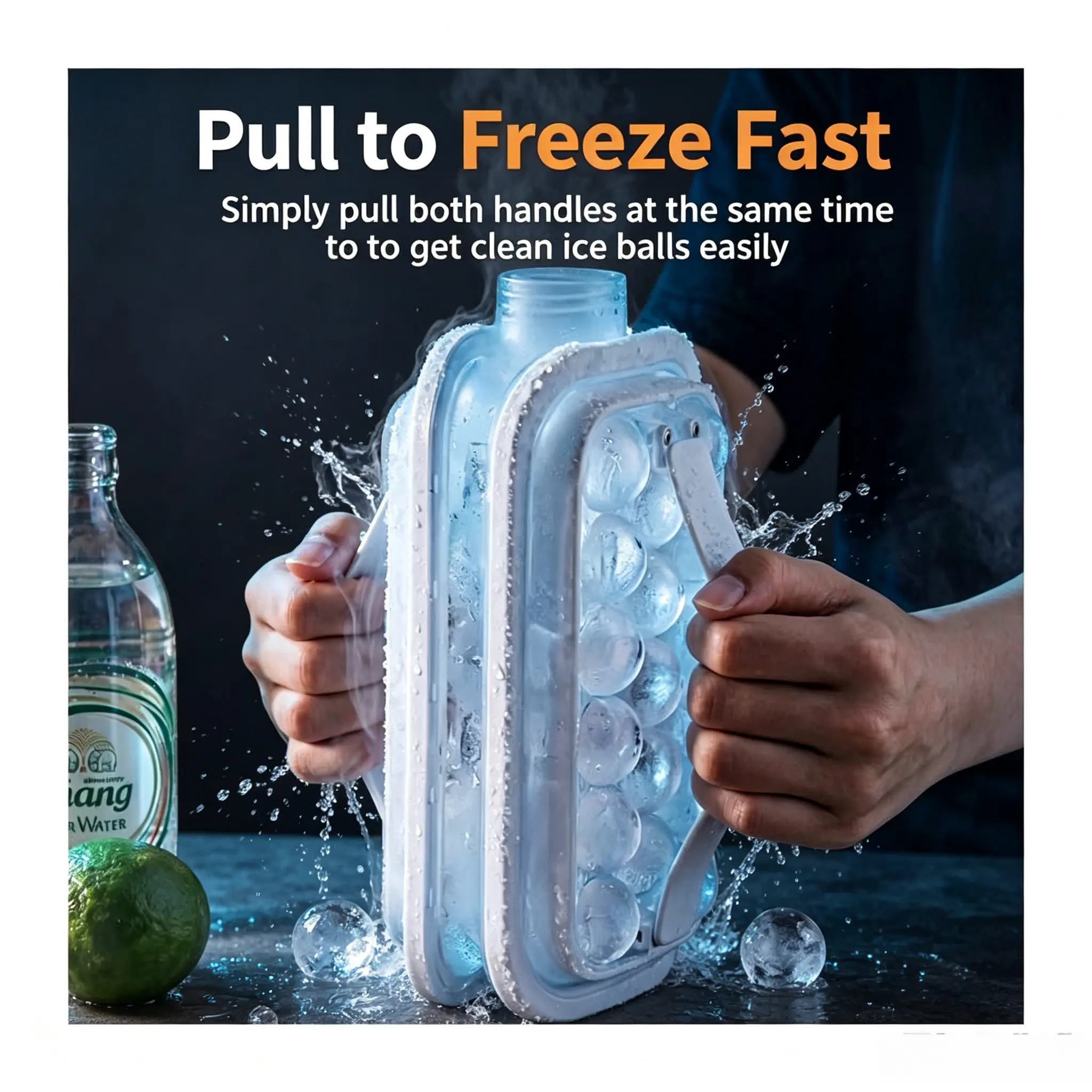 2-in-1 PVC Plastic Ice Bottle & Hockey Mold, Foldable Round Curling Form, Spill-Resistant Portable Kitchen Gadget for Outdoor Camping & Home Use