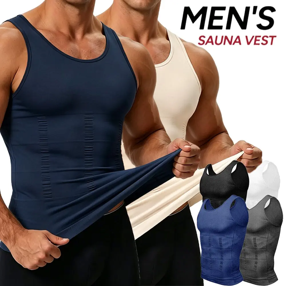 1/2/3/4 Pack Men Compression Tank Top, Sports Workout Body Shaper, Elastic Soft Stretchy Sleeveless Fitted Undershirt, Tummy Control Breathable Daily Casual Shapewear Underwear