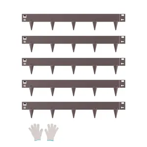 VEVOR Steel Landscape Edging, 5 Packs 39x 3 in Rust-Resistant Metal Landscape Edging, Bendable Garden Edging Border, Heavy Duty Lawn Edging, Easy-to-Install, Flower Bed Yard Pathway Divider Brown