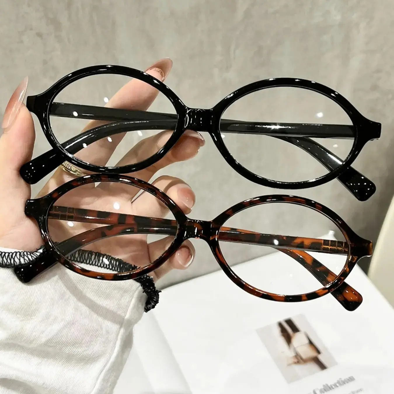 2 Pairs Oval Y2K Cute Style Unisex Flat Mirror Glasses, Suitable for Daily Life, Outdoor Activities, Street Photography