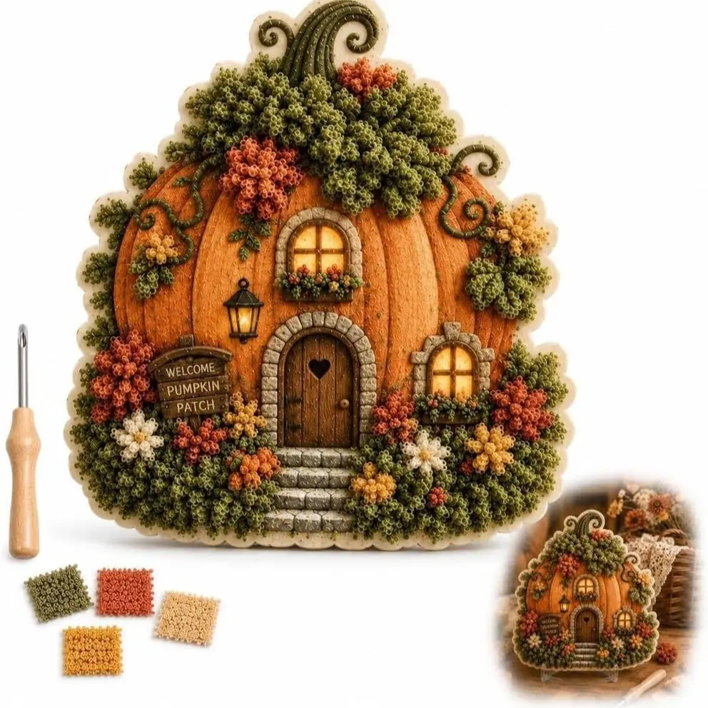 Village 3D Fabric Poke Art Kit, DIY Craft Kits, DIY Craft Set, Creative Sewing Project, Perfect for Beginners & Enthusiasts, Fun & Engaging Activity