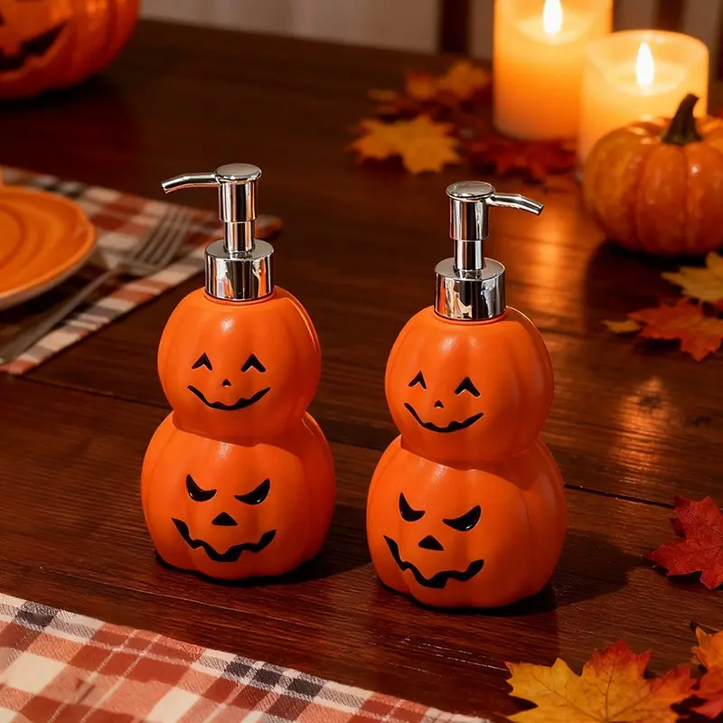 Halloween Pumpkin Soap Dispenser, Cute Jack-O’-Lantern Pump Bottle, Bathroom & Kitchen Decor, Spooky Fall Home Decoration