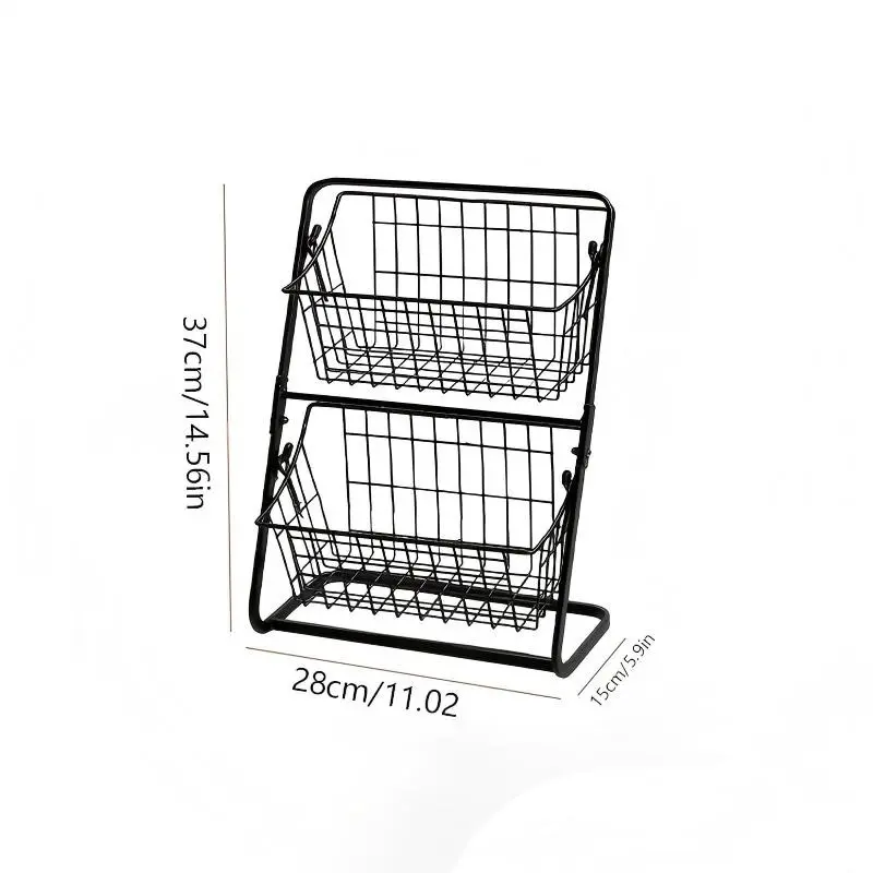 Double Layer Iron Cosmetic Organizer Rack, Tilted Design Skincare Shelf, Desktop Makeup Basket, Space-Saving Storage Box, and