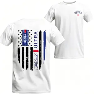 Michelob Ultra Beer T-Shirt American Flag Graphic Tee Bold Beer Can Design Men’s Casual