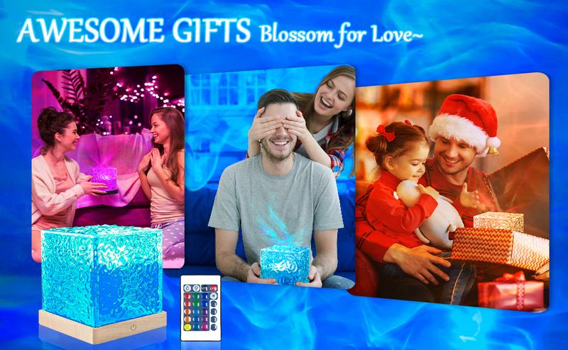 Ocean Lamp - 16 Vibrant Colors Adjustable Brightness Remote Control USB Powered LED Cube Light for Relaxation & Meditation