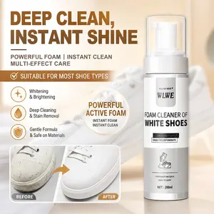 Portable No-Rinse Shoe Cleaner with Cleaning Brush & Towel, Fast Eliminate Dirt & Stains for Sneakers, Tennis Shoes, Leather, Canvas, Rubber Footwear, Also Works for Car Interior Surface Cleaning