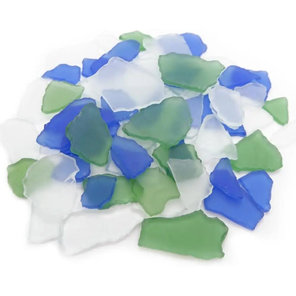 14oz Frosted Sea Glass Pieces for Crafts Flat Glass, Sea Glass for Crafts Bulk Sea Glass Pieces for Beach Weddings  Decor Frosted Flat Glass in Green, Blue, White