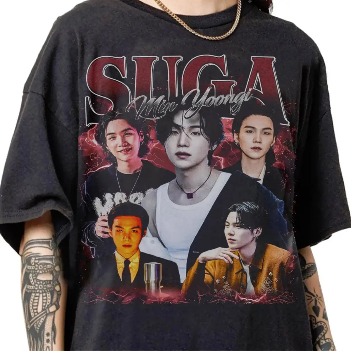 90s Bootleg Vintage Suga Min Unisex T-Shirt Classic Kpop Streetwear Graphic Tee Fan Gifts For Men Women