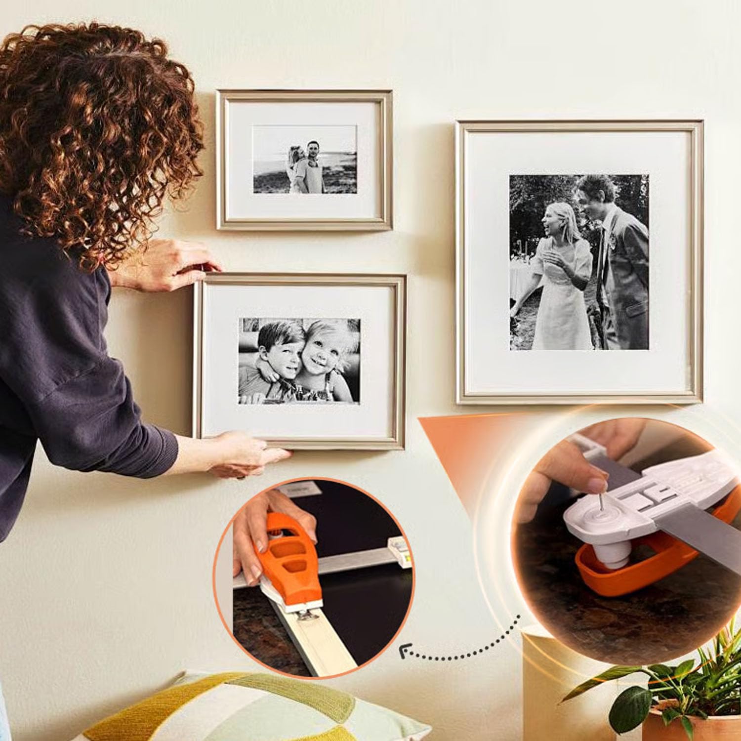 Picture Hanging Tool with Level – Hang Frames Perfectly Every Time!Easy Alignment Hanging Tool with Built-In Level for Home Decor Installation