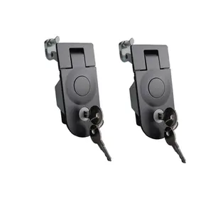 2 Pcs Compression Latch, Powder Coated Zinc Alloy Sealed Adjustable Lever Hand Operated Key Locking Compression Latch for Car Boat RV Door Cabinet Latch Lock, Black