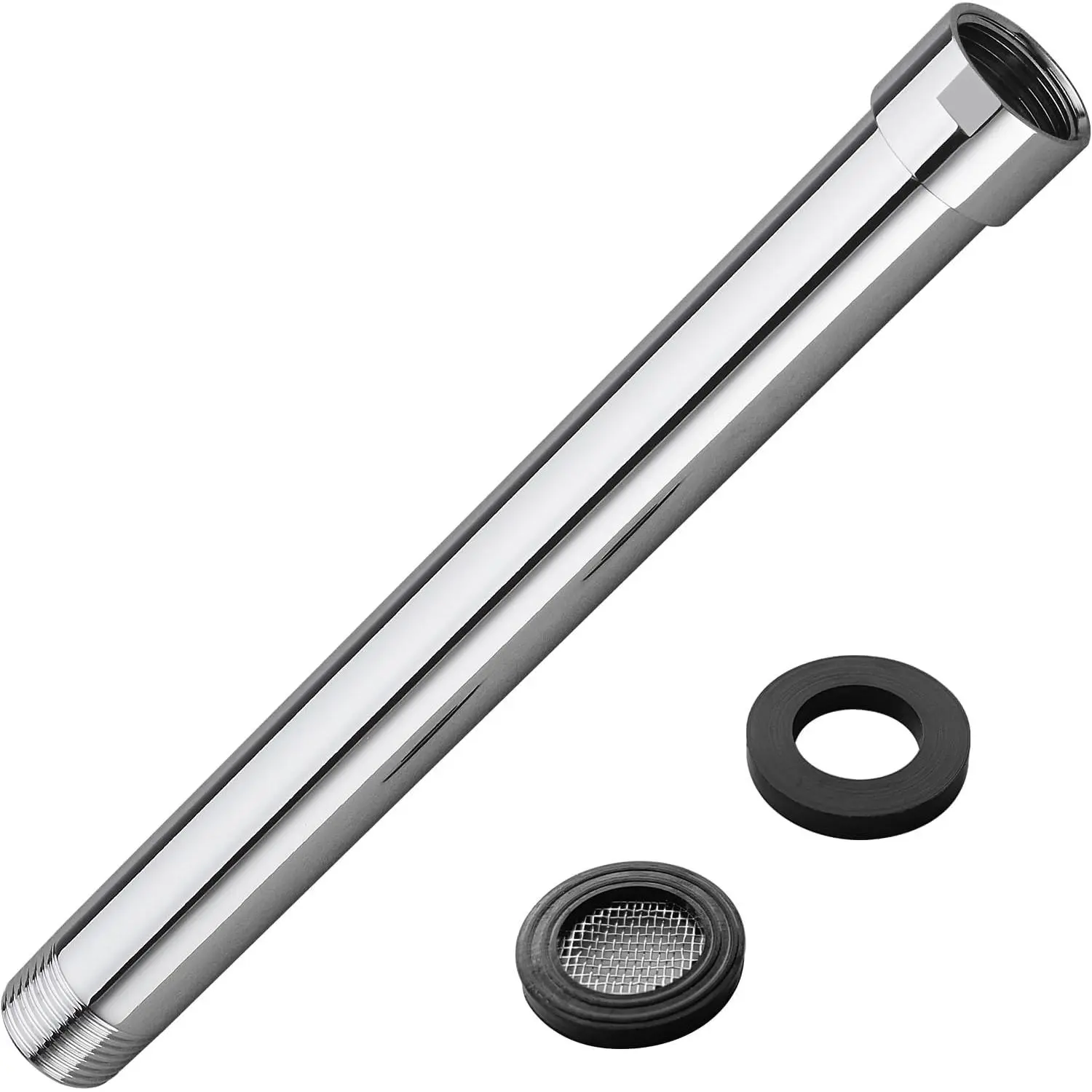 Shower Arm Extender, 8 Inch Wall Mount Extension Arm for Rainfall and Handheld Shower , Female to Male NPT 1/2 Inch Straight Extender Pipe Arm, Polished Chrome
