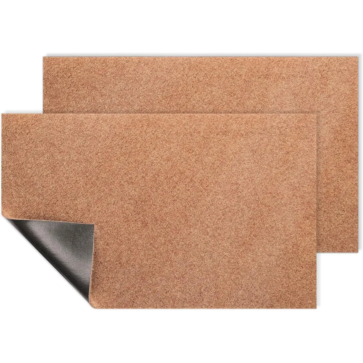 Set of 2 Door Mat Outdoor Indoor Multi-Purpose Blank Doormat Brown | Non Slip Easy to Clean Low Pofile Front Door Mats for Bedroom,Kitchen,  Office,Patio,Entrance