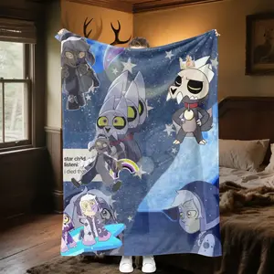 Owl House Cartoon Theme Print Plush Blanket, suitable for all seasons, soft and comfortable, perfect for bedrooms, beds, sofas, naps, warm blankets, home décor, holiday birthday gifts, and Christmas gifts.