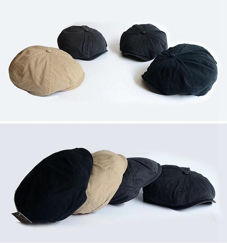 Men Big Head Newsboy Cap Peaky Hat Vintage Casual Cotton Cap Solid Berets England Visor Big Gatsby Flat Hat Detective Hats