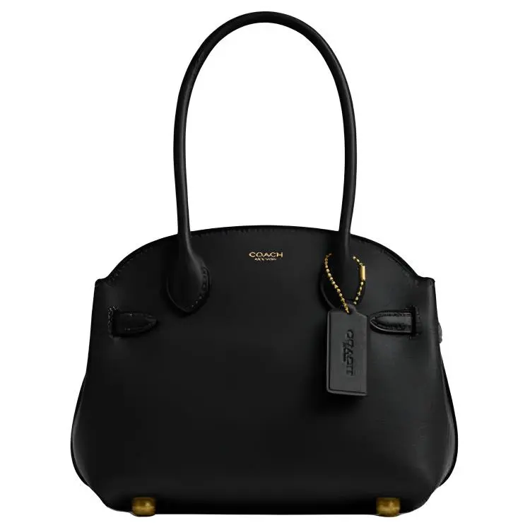 COACH Empire Carryall 21 Crossbody Bag for Women, Small Leather Handbag with Gold Hardware and Zip Closure, Black