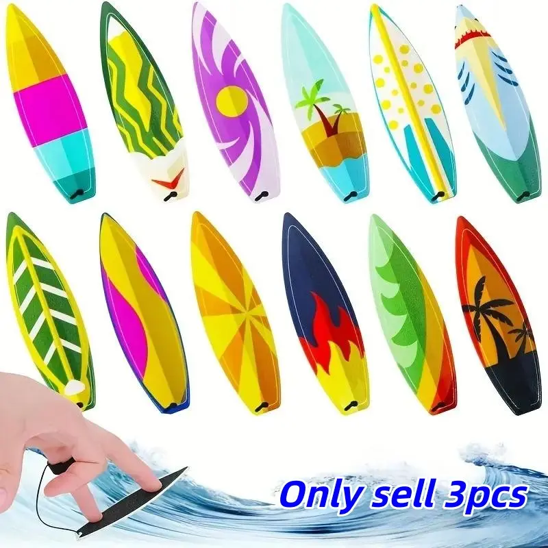Random Color Finger Surfboard Toy, 3 Counts/set Finger Surfboard with Rope, Funny Decompression Toy, Birthday Gift, Party Gift