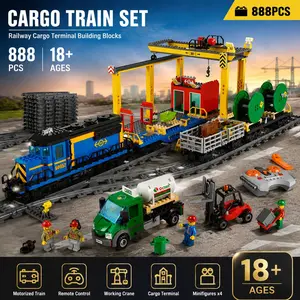888 Pieces Large Building Blocks Electric Train Track Set, Educational Puzzle Toy, Safe Eco-Friendly Abs Material, Fun Construction Kit