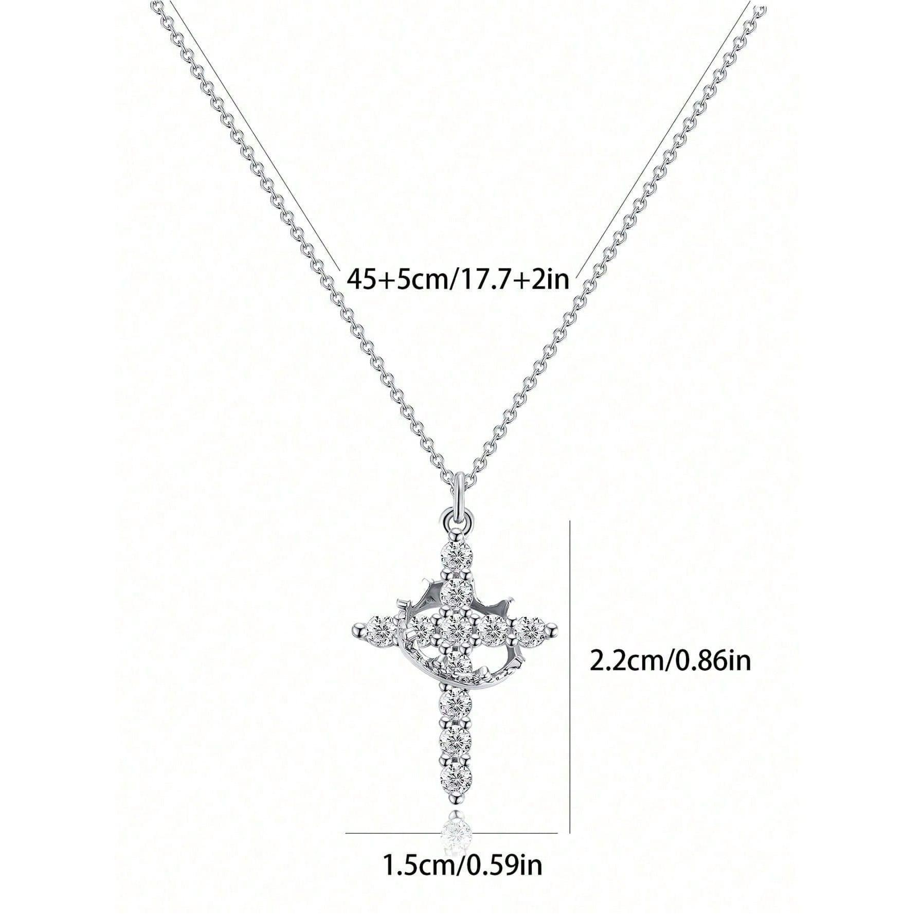 Simple Crown Cross Pendant Gold/Sliver Necklace for Women & Men & Girls Pretty Choker Daily Clothing Decor All-match Exquisite Jewelry,the best Christmas gift