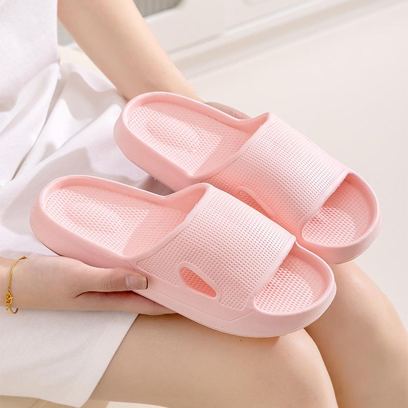 Solid Color Thick Bottom Home Slippers Summer Non-slip Floor Bathroom Slipper Women Men Couples Shoes