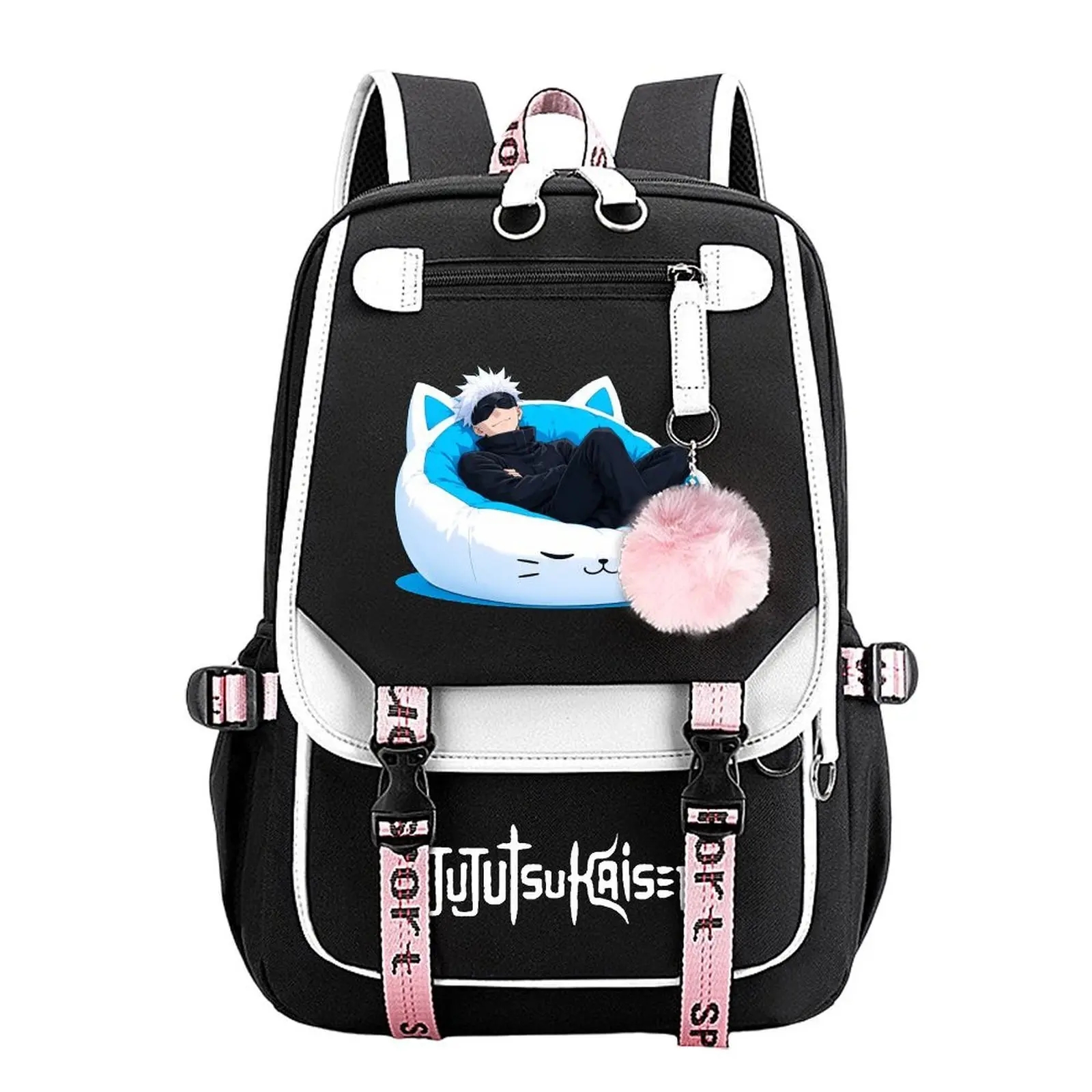 Gojo Satoru Jujutsu Kaisen Print Backpack for Boys & Girls, Teen Student School Bag, Large Capacity Backpack,  Water-Resistant Durable Design, Multi-Pocket Organizer, Perfect Birthday & Holiday Gift 11.4” × 18.1”
