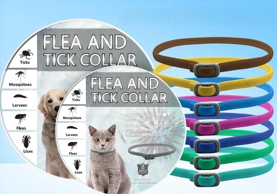 Pet Flea & Tick Collar for Dogs & Cats, Adjustable Waterproof Insect Repellent Collar, Flea Tick Prevention Protection Pet Collar