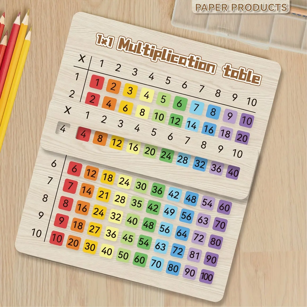 Wooden Math Multiplication Table 10x10, Number Hundred Board, Early Education Tool, Classroom & Home Learning, Teacher Teaching Aid, Math Learning Tools