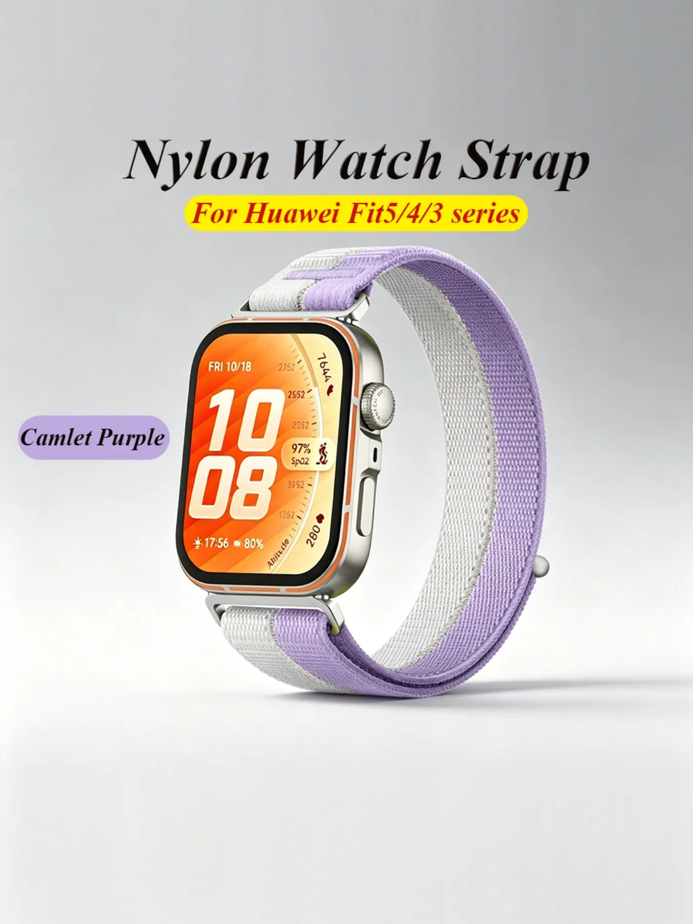 1 Piece Sport Feather Mesh Nylon Watch Strap, Compatible with Huawei Fit 5/4/3, Velcro Fastening, Breathable, Soft, Anti-Sweat