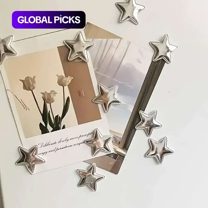 10 Pcs Silver Star-Shaped Decorative Fridge Magnets, Refrigerator Magnets Set, Refrigerator Decorating Magnets, Perfect for Adorning Refrigerators, Offices and Homes, Kitchen and Office Decor, Fridge Organization #GLOBAL PICKS