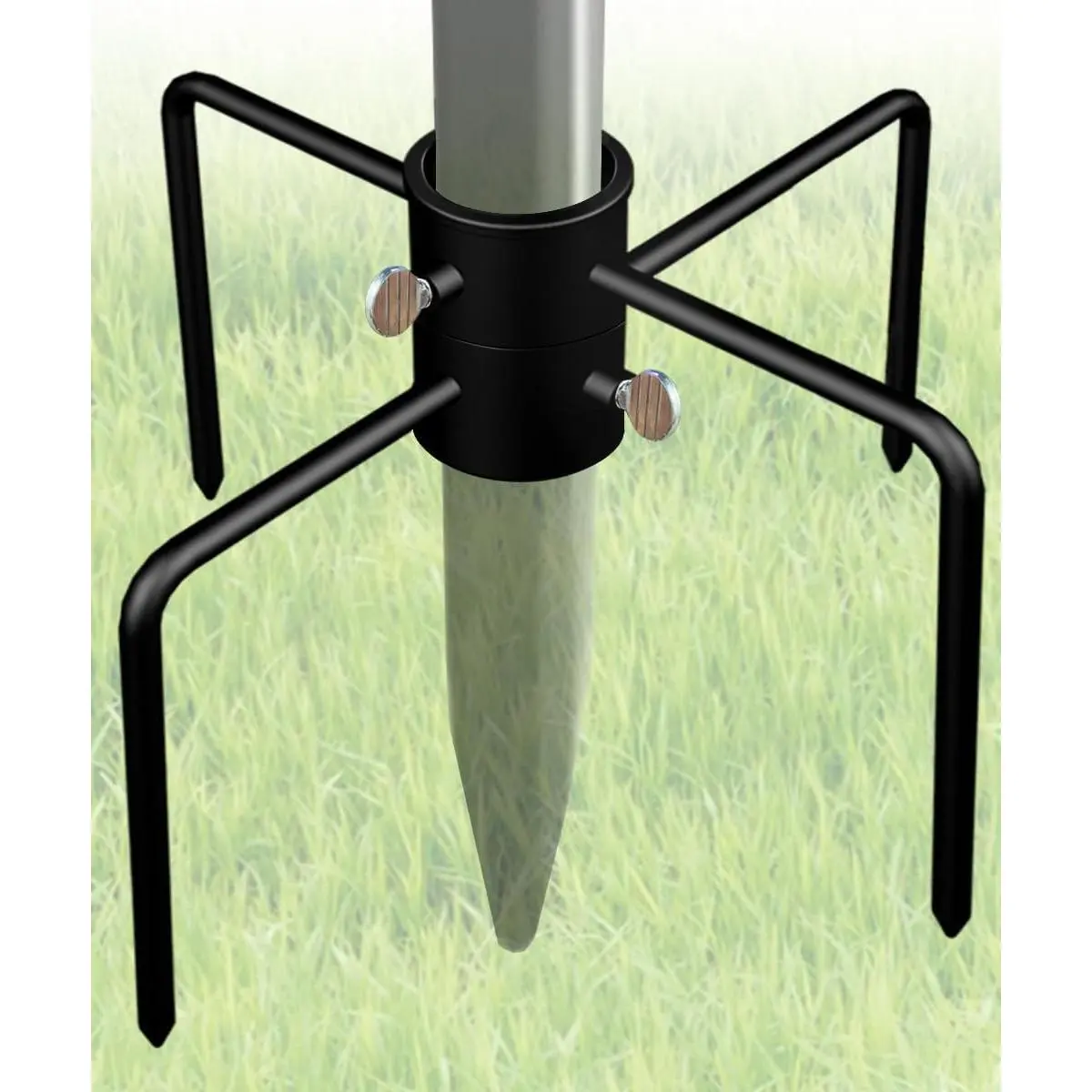 Pole Stabilizer Stand Applies to 1.41"/1.81”/2.12” Poles with 2 Adjustable Adapters, Outdoor Bird Feeder Pole Base, In-Ground Umbrella Stand Anchor Support, Black, 1 Pack