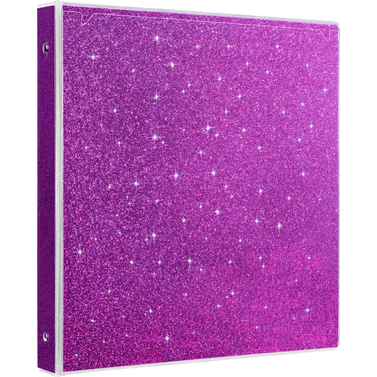 Glitter 3 Ring Binder 1 Inch, Sparkle Binder with 2 Pockets, Fashion Design for School Office Supplies, Purple