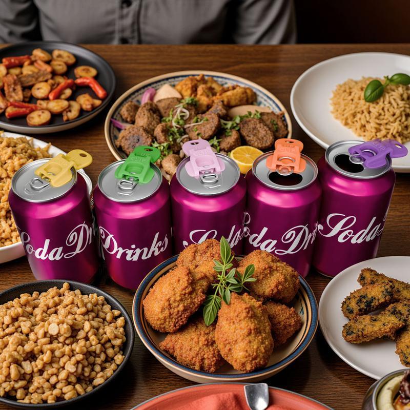 Complete Cover Easy Tab Opener New and Improved 6PK Beverage Barricade 2.0. Applicable to 202 Can, Colorful Drink Can Protector Cap for Soda, Beer, Coke Shields From Bugs, Bees, Dust at the Party, BBQ, Beach