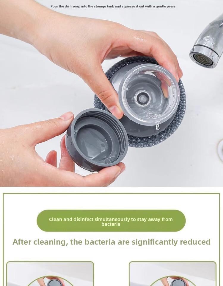 Automatic Liquid Dispensing Dish Brush Squeegee for Kitchen Non-Scratch Scrubber Pressurized Cleaning Brush for Pots Pans Dishes Home Cleaning Tool